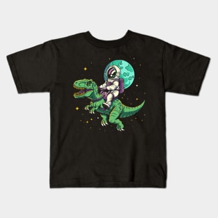 Astronauts riding T-Rex Kids T-Shirt